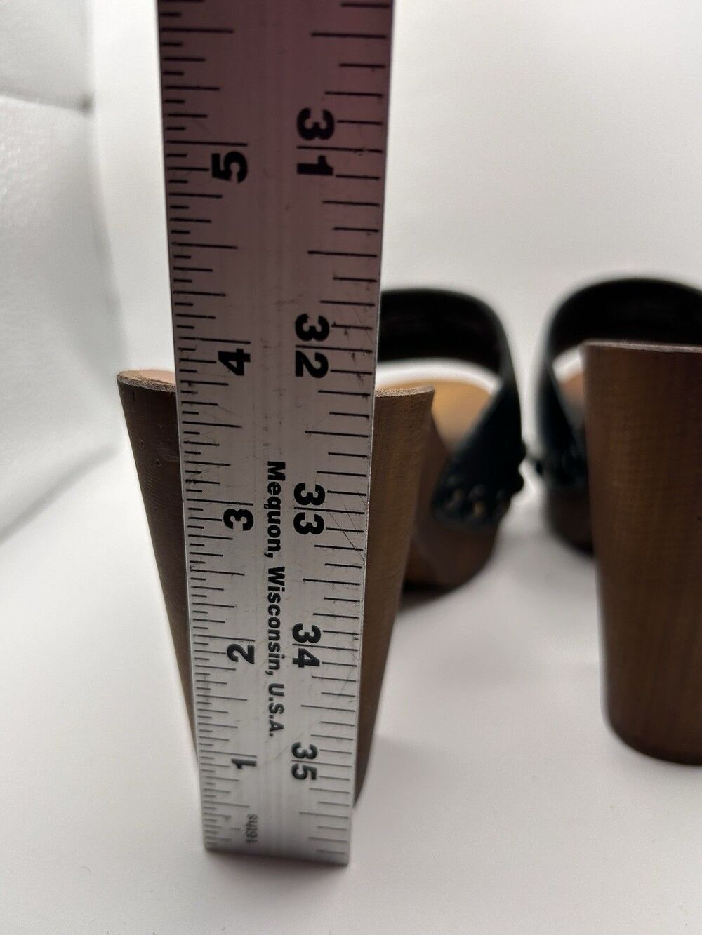 Ariat Black Leather Wood-Platform Clog Heels - Picture 6 of 6